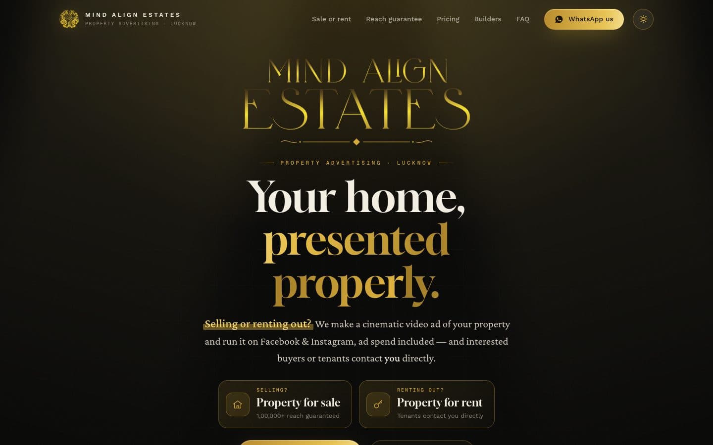 Mind Align Estates website, desktop view